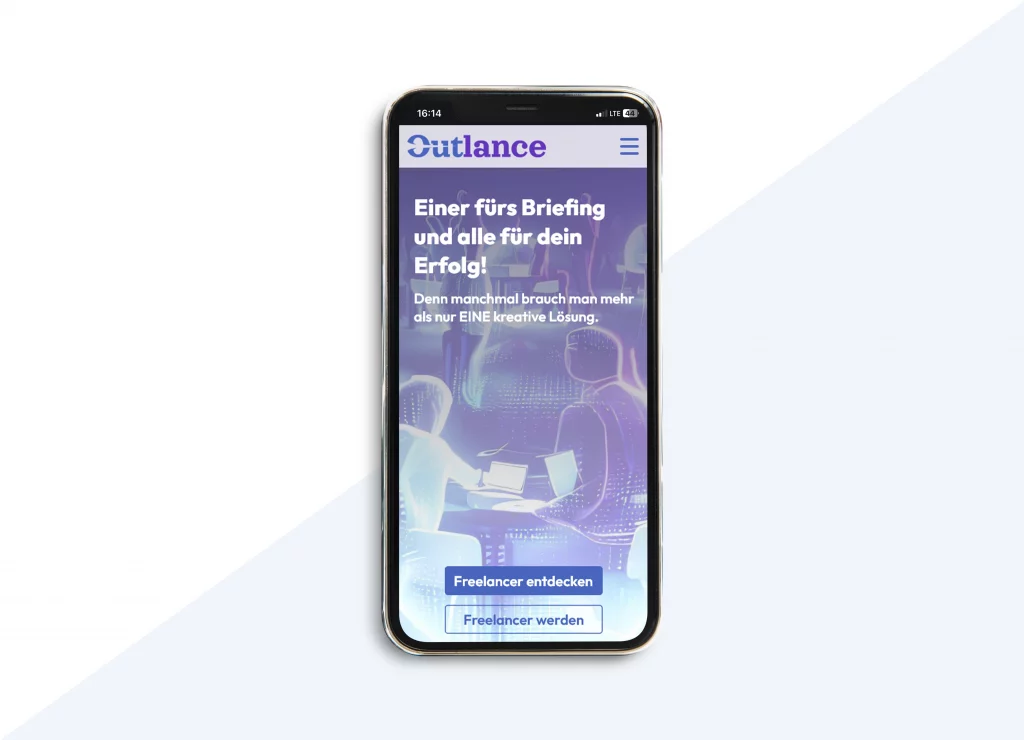Handy, welches die App von Outlance aufgerufen hat